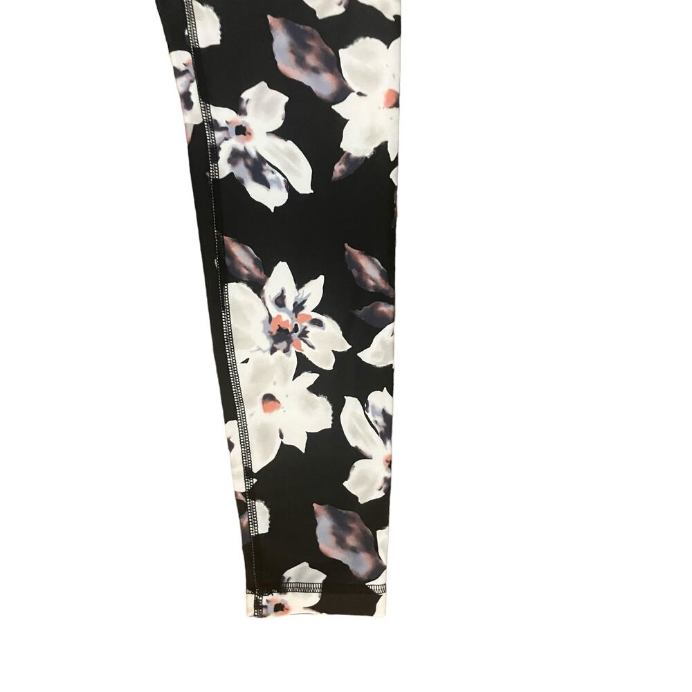 Zobha Women's Black w/ Floral Printed Athletic High Waist Leggings | Size M - Picture 7 of 10